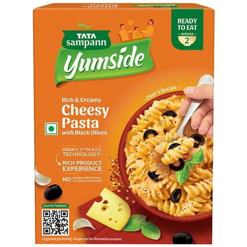 Tata Sampann Yumside cheesy-pasta-with-black-olives-rich-creamy-ready-to-eat-meal-serves-2, 285 g-1.webp
